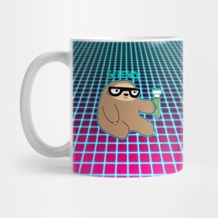 Science Sloth Vaporwave Grid Pattern Mug